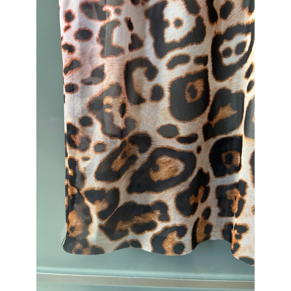 AFRM Shailene Mesh Dress Leopard Floral Print Long Sleeve Small Edgy Sheer Body - Picture 8 of 16